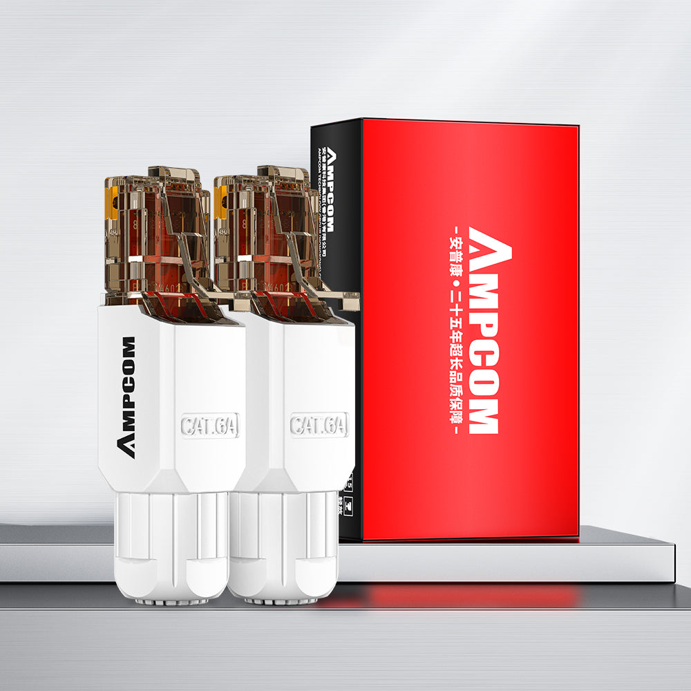 AMPCOM Cat6a Unshielded Tool-Free RJ45 Connector for 23-26 AWG Unshielded Ethernet Cable