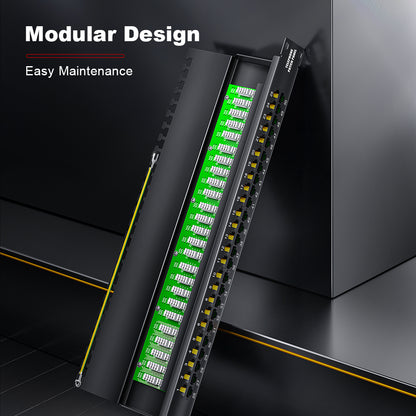 AMPCOM One-Piece PCB RJ11 Voice Patch Panel, 19 Inch Rack Mount, Pure Copper Ground Wire,SPCC Steel