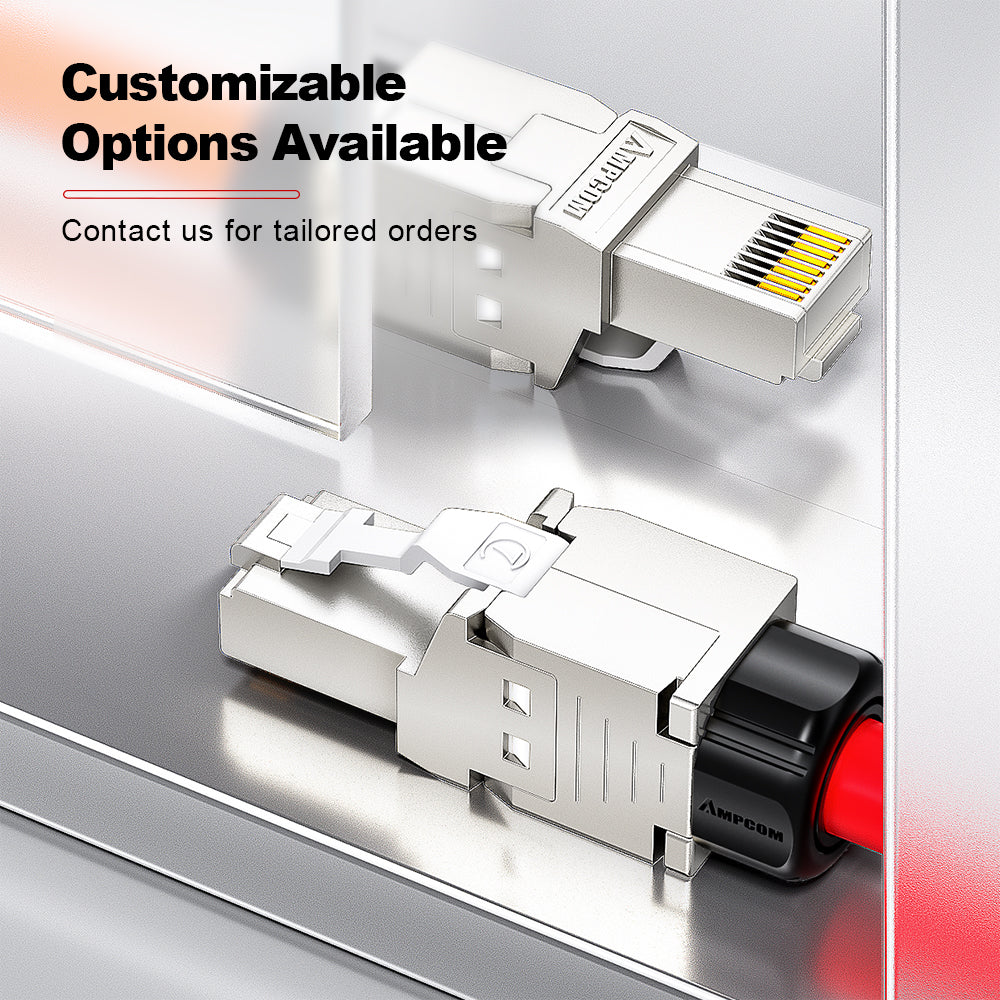 AMPCOM Custom CAT7 S/FTP Patch Cable, Zinc Alloy Shielded Connector, LSZH Flame-Retardant S/FTP Cable