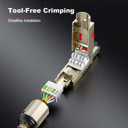 AMPCOM TW Cat7 Zinc-Alloy Shielded Tool-Free RJ45 Connector for 22-24 AWG Unshielded Ethernet Cable