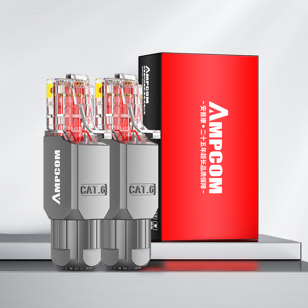 AMPCOM Cat6 Unshielded Tool-Free RJ45 Connector for 23-26 AWG Unshielded Ethernet Cable