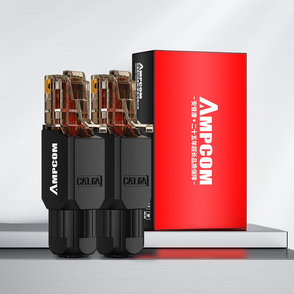 AMPCOM Cat6a Unshielded Tool-Free RJ45 Connector for 23-26 AWG Unshielded Ethernet Cable