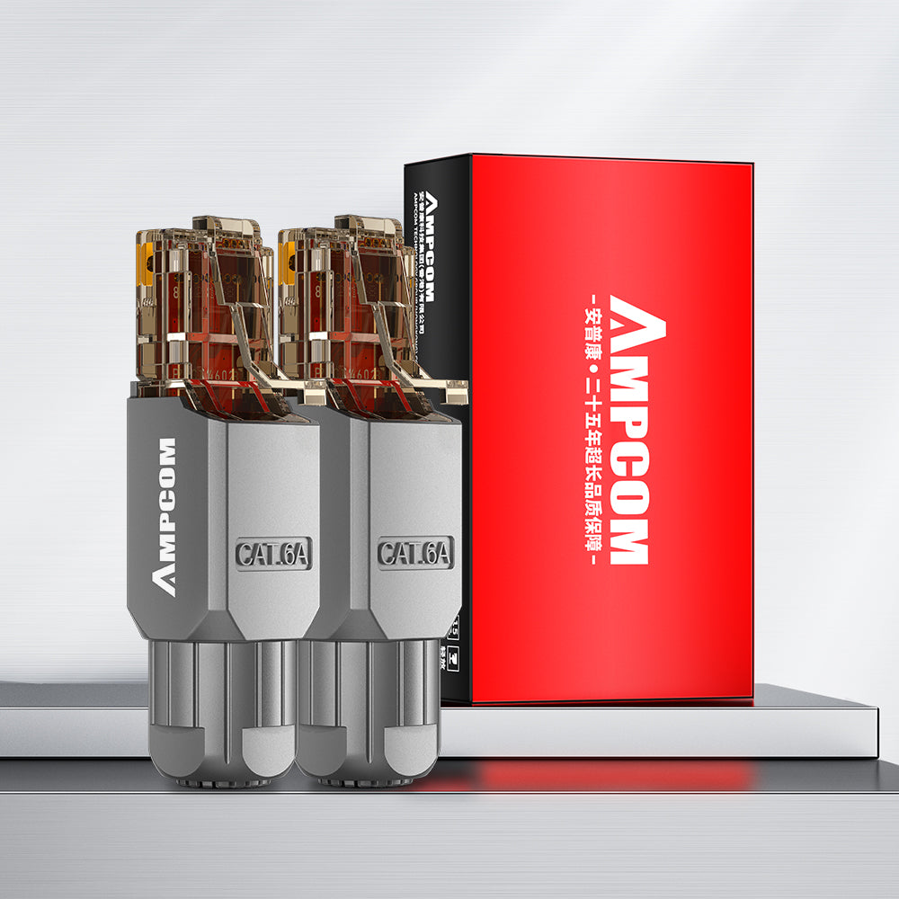 AMPCOM Cat6a Unshielded Tool-Free RJ45 Connector for 23-26 AWG Unshielded Ethernet Cable