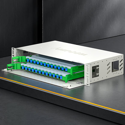 AMPCOM 72-Port Optical Distribution Frame (ODF), OM2 Singlemode Fiber Patch Panel with SC Couplers & Pigtails