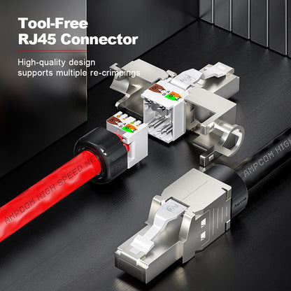 AMPCOM Custom CAT8 S/FTP Patch Cable, Zinc Alloy Shielded Connector, LSZH Flame-Retardant S/FTP Cable