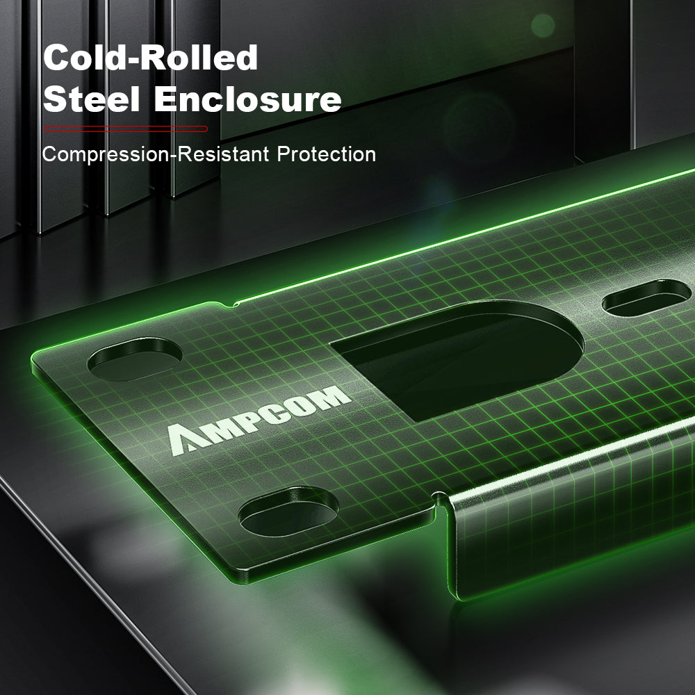 AMPCOM 100-Pair 110 RJ11 Patch Panel, 19-Inch Rack Mount Cold-Rolled Steel for Telecom and Voice Networks