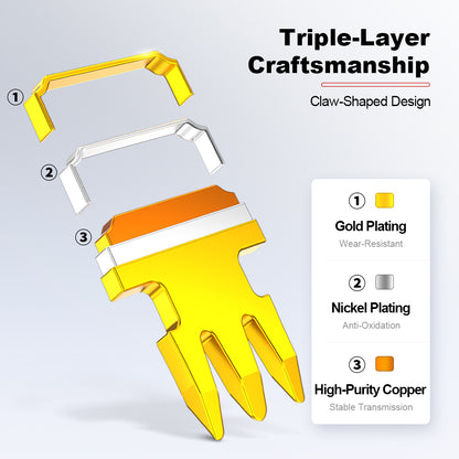 AMPCOM Cat5e Pass-Through Shielded RJ45 Connector, Gold-Plated Contacts, 1.0mm Conductor Hole