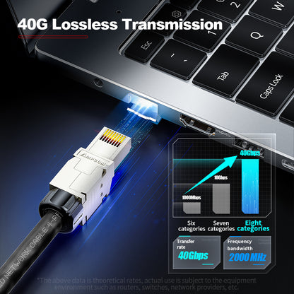 AMPCOM Custom CAT8 S/FTP Patch Cable, Zinc Alloy Shielded Connector, LSZH Flame-Retardant S/FTP Cable