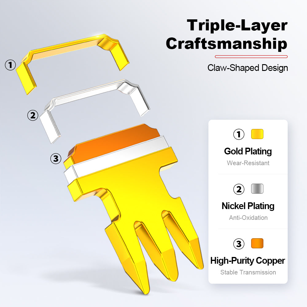 AMPCOM Cat5e Pass-Through Unshielded RJ45 Connector,Gold-Plated Contacts, 1.0mm Conductor Hole
