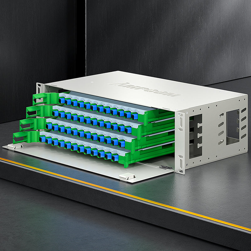 AMPCOM 48-Port Optical Distribution Frame (ODF), OM2 Singlemode Fiber Patch Panel with SC Couplers & Pigtails
