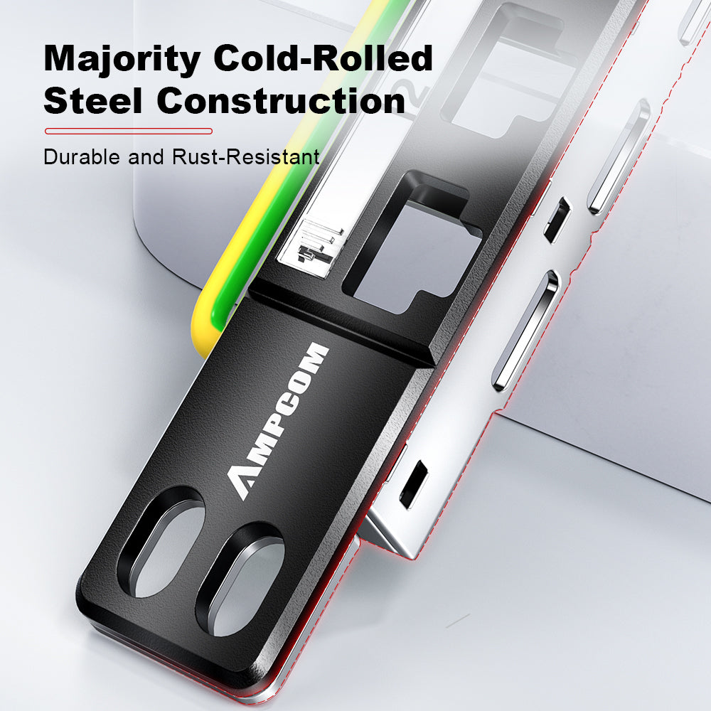 AMPCOM 1U 48-Port Shielded Tool-Less Keystone Patch Panel, 19-inch Rack Mount with Cable Management Rings
