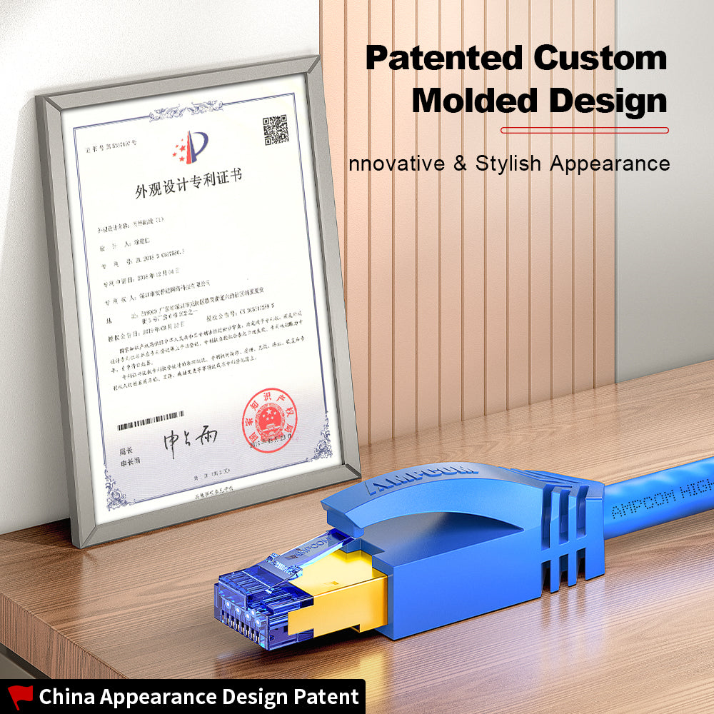 AMPCOM Cat7 S/FTP 24AWG LSZH Patch Cable for Data Center Cabling or Surveillance System Wiring