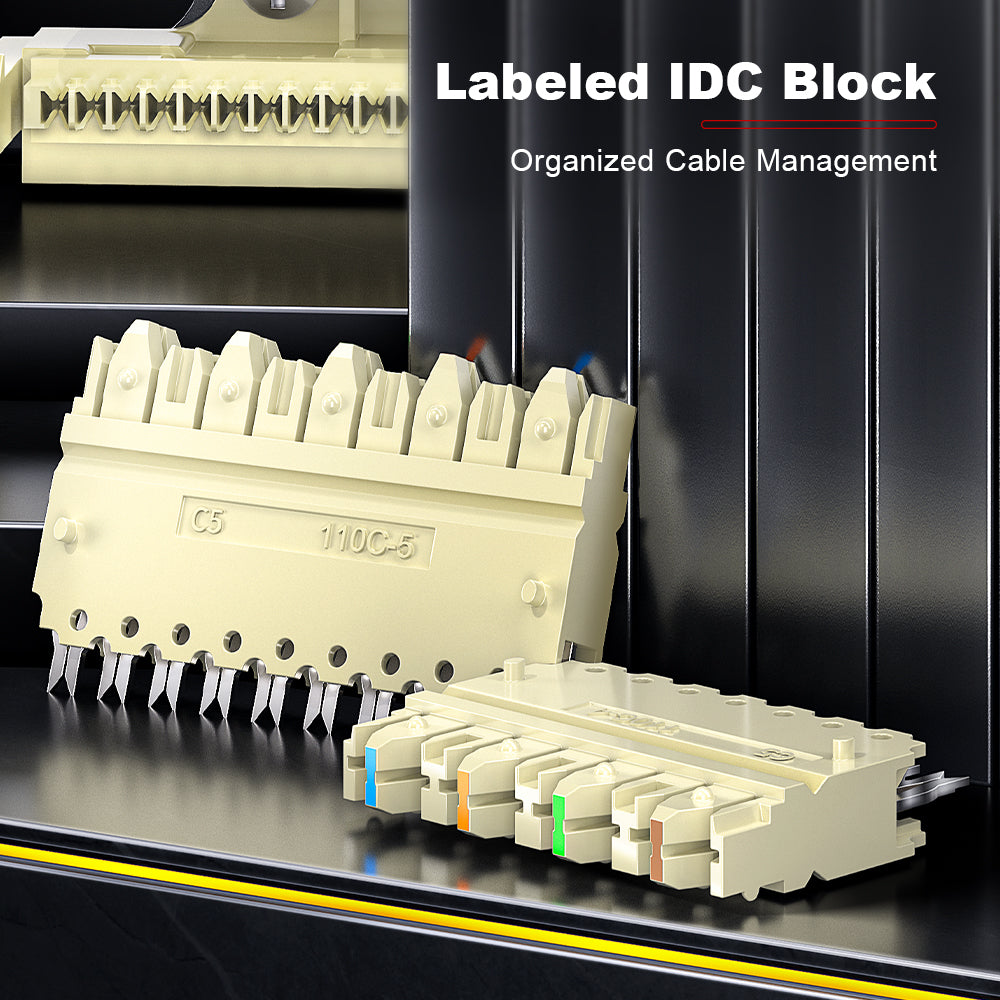 AMPCOM 100-Pair 110 RJ11 Patch Panel, 19-Inch Rack Mount Cold-Rolled Steel for Telecom and Voice Networks