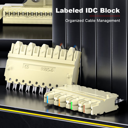 AMPCOM 100-Pair 110 RJ11 Patch Panel, 19-Inch Rack Mount Cold-Rolled Steel for Telecom and Voice Networks
