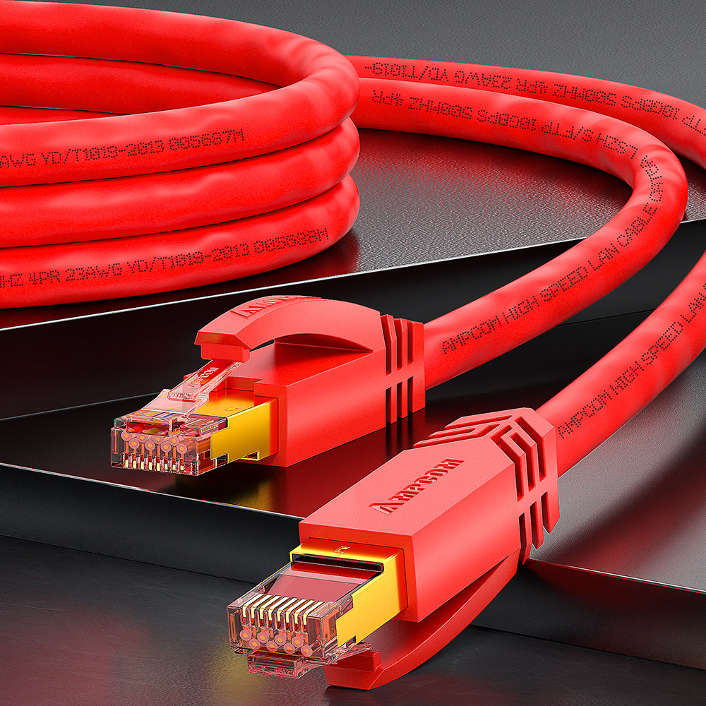 AMPCOM Cat6a S/FTP 24AWG LSZH Patch Cable for Data Center Cabling or Surveillance System Wiring