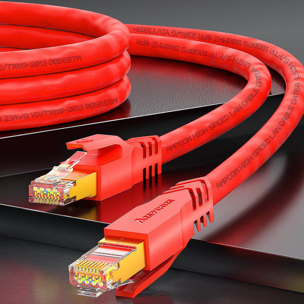 AMPCOM Cat6a S/FTP 24AWG LSZH Patch Cable for Data Center Cabling or Surveillance System Wiring