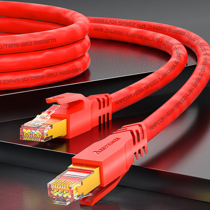 AMPCOM Cat6a S/FTP 24AWG LSZH Patch Cable for Data Center Cabling or Surveillance System Wiring