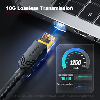 AMPCOM Cat6a S/FTP 24AWG LSZH Patch Cable for Data Center Cabling or Surveillance System Wiring