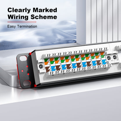 AMPCOM Economy 1U 24-Port Unshielded Patch Panel, 19-inch Rack Mount with Cable Management Rings