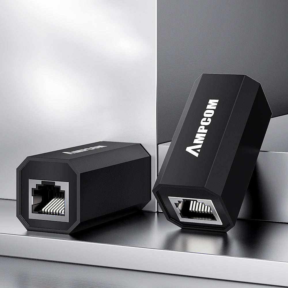 Conector em linha AMPCOM Cat6 blindado Gigabit RJ45