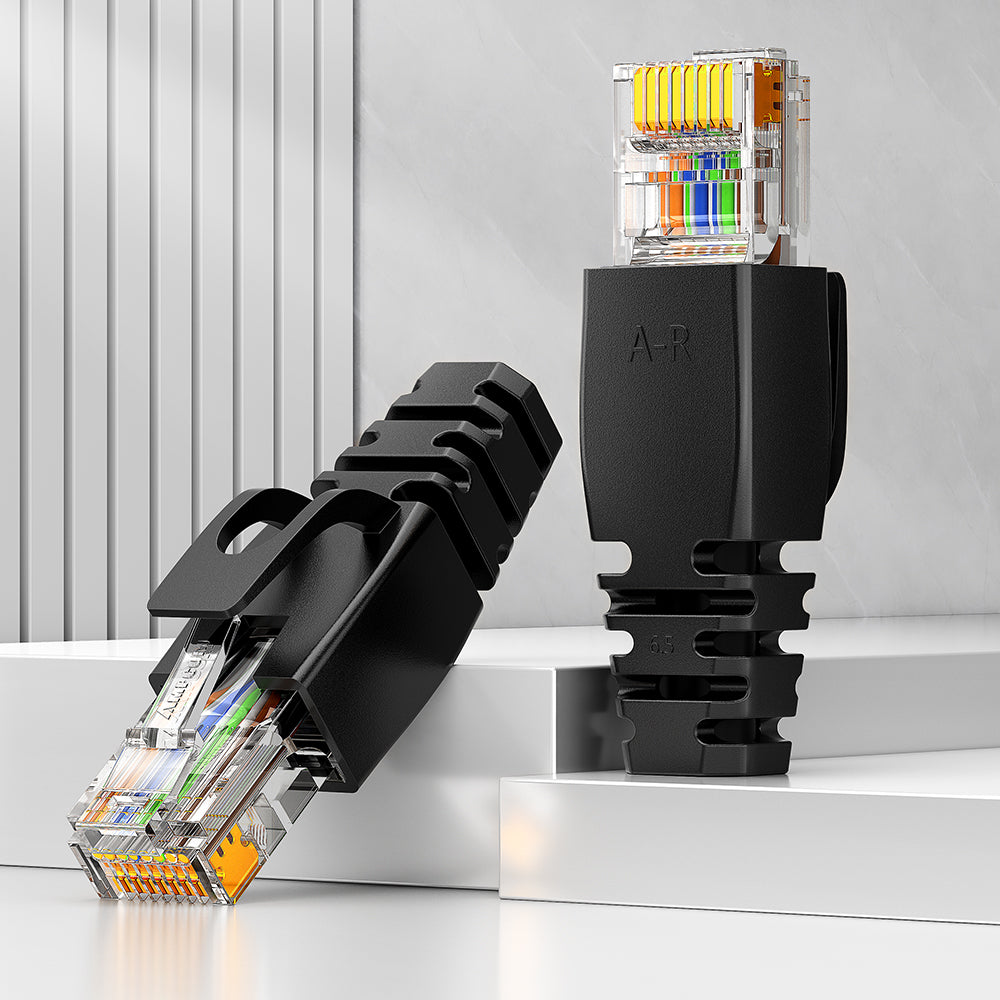 AMPCOM RJ45 Connector Plug Covers 6.5mm for CAT5E/CAT6 Ethernet Network Cable