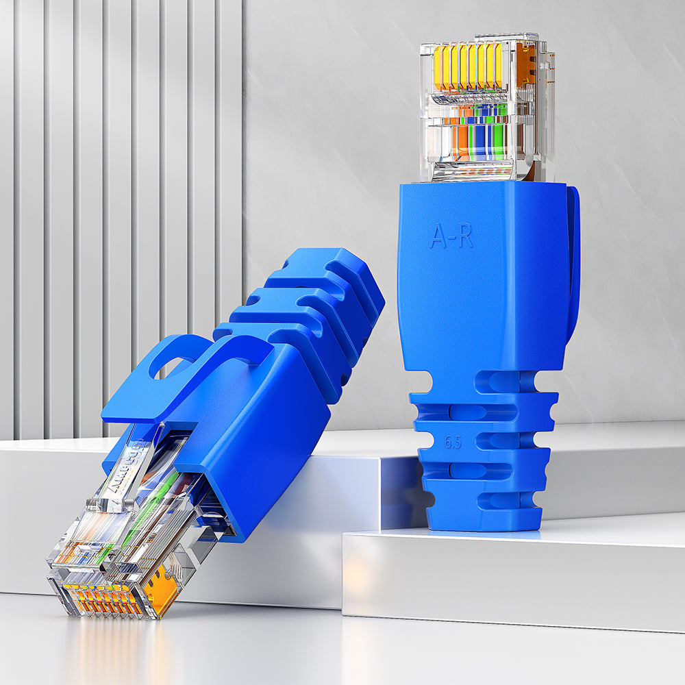 AMPCOM RJ45 Connector Plug Covers 6.5mm for CAT5E/CAT6 Ethernet Network Cable