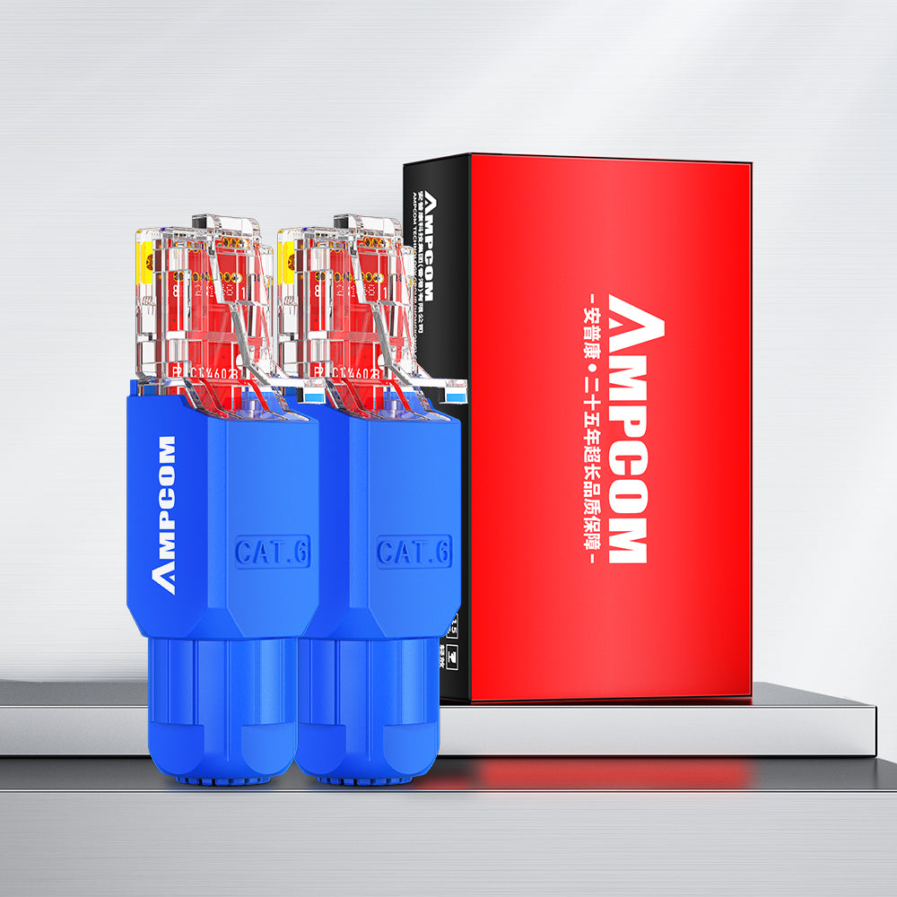 AMPCOM Cat6 Unshielded Tool-Free RJ45 Connector for 23-26 AWG Unshielded Ethernet Cable