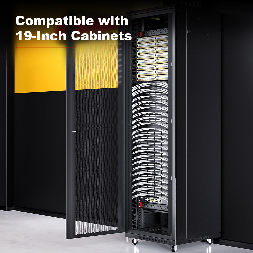 AMPCOM One-Piece PCB RJ11 Voice Patch Panel, 19 Inch Rack Mount, Pure Copper Ground Wire,SPCC Steel