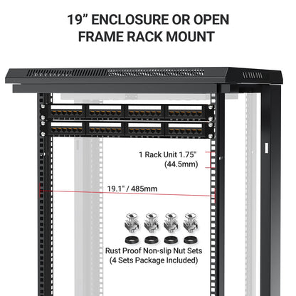AMPCOM Premium Series CAT5/CAT5e/CAT6 24 Ports Patch Panel, Rack Mount - 1U, 19 inch, RJ45 Ethernet 568A 568B, 15u Gold Plated, with Rear Cable Support Bar