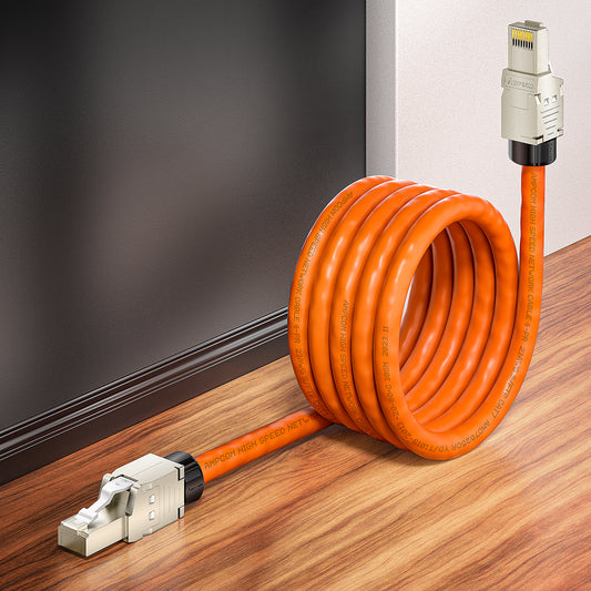AMPCOM Custom CAT7 S/FTP Patch Cable, Zinc Alloy Shielded Connector, LSZH Flame-Retardant S/FTP Cable