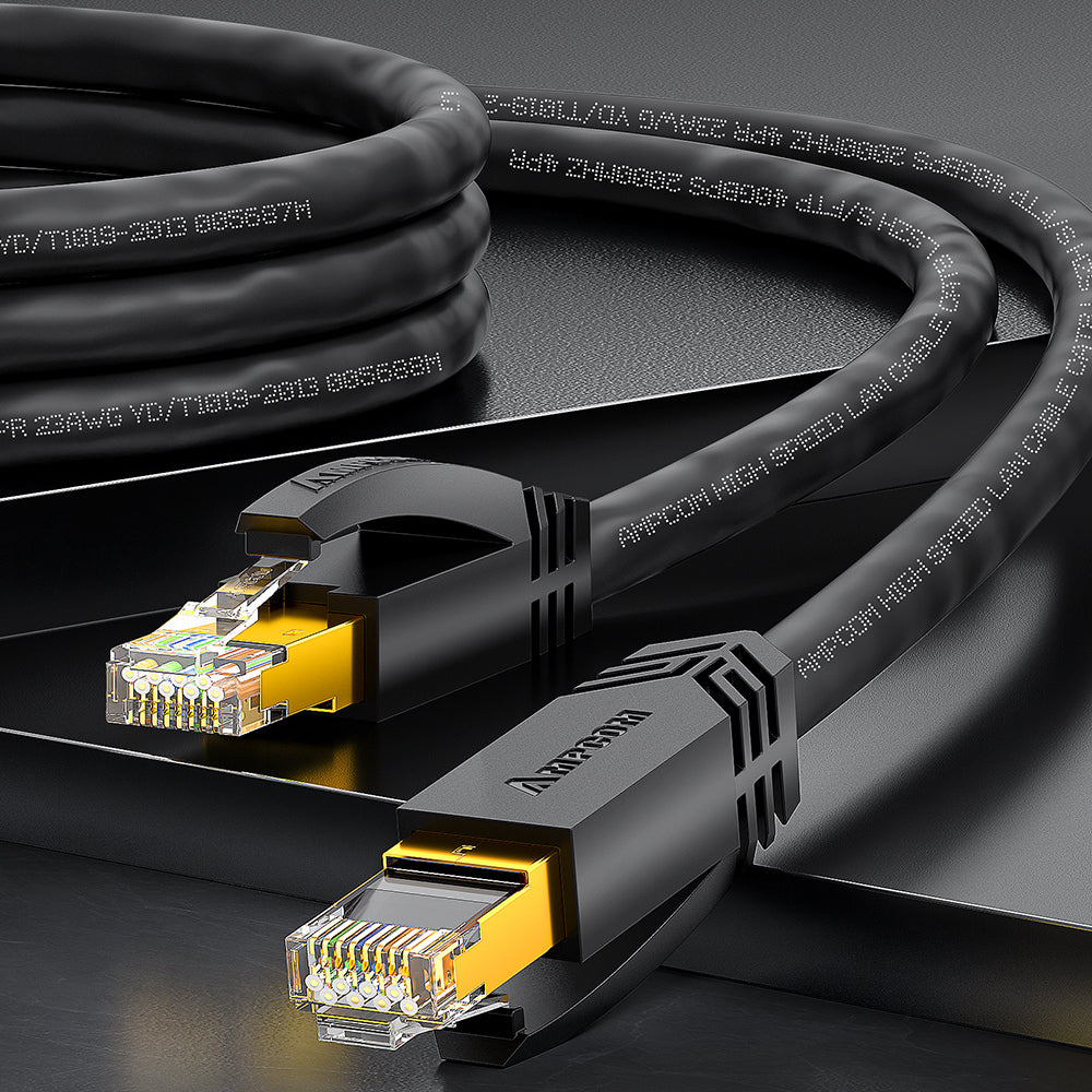 AMPCOM Cat8 S/FTP 24AWG LSZH Patch Cable for Data Center Cabling or Surveillance System Wiring