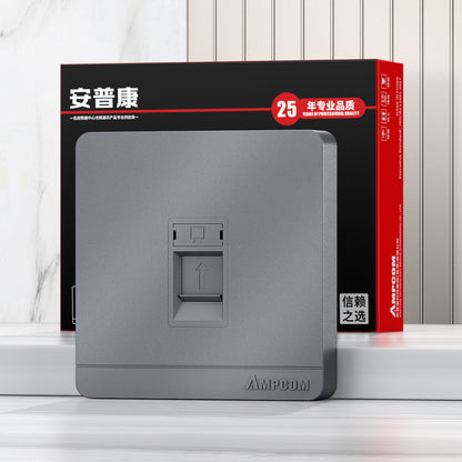 AMPCOM A86 1-port Network Faceplate, Full-screen Design With Dual-color Label, Keystone Module Compatible