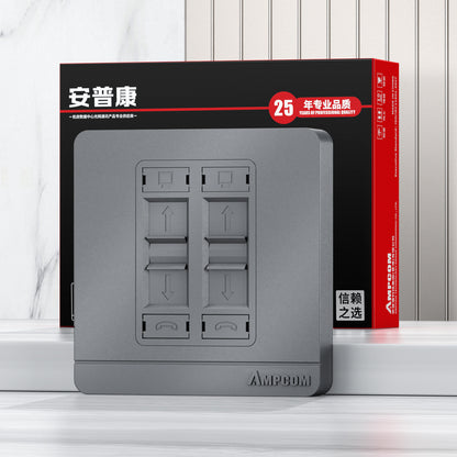 AMPCOM A86 1-port Network Faceplate, Full-screen Design With Dual-color Label, Keystone Module Compatible