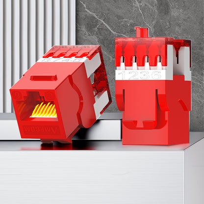 Conector Keystone AMPCOM CAT6 não blindado de 180° com encaixe por pressão para rede Ethernet, carcaça preta