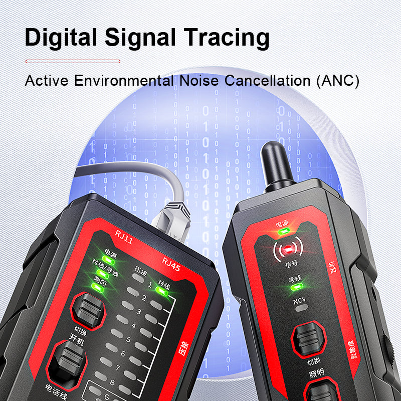 AMPCOM Interference Resistance Multifunction Network Cable Tracker, 100V Voltage Protection, Adjustable Sensitivity, Easy Trace-to-Test Switching, Electrode Detection