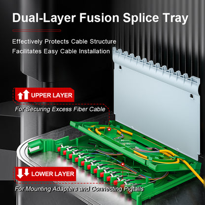 AMPCOM 72-Port Optical Distribution Frame (ODF), OM2 Singlemode Fiber Patch Panel with SC Couplers & Pigtails
