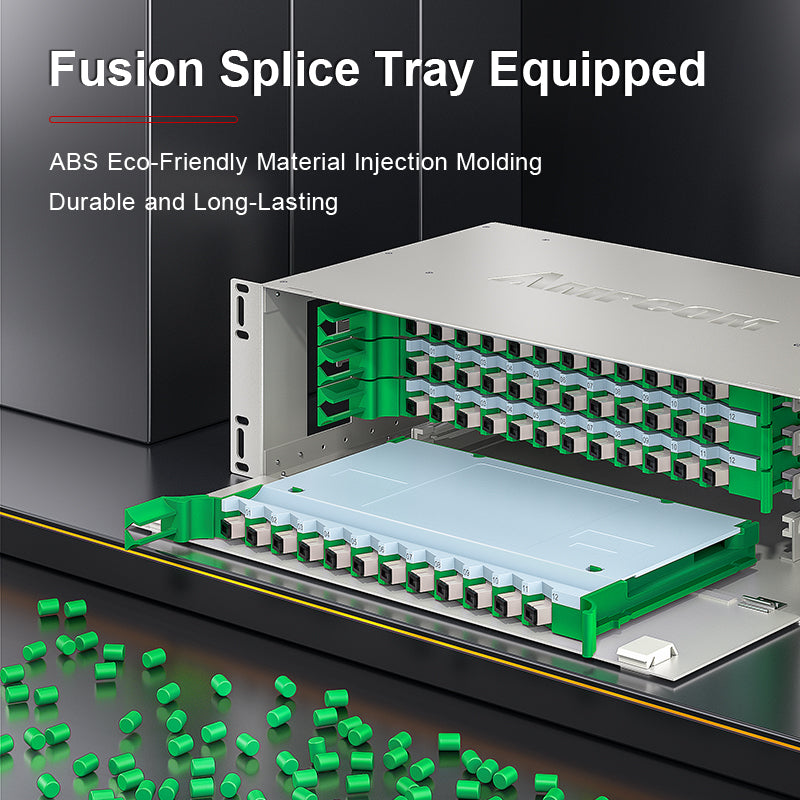 AMPCOM 96-Port Optical Distribution Frame (ODF), Multimode Fiber Patch Panel with SC Couplers & Pigtails