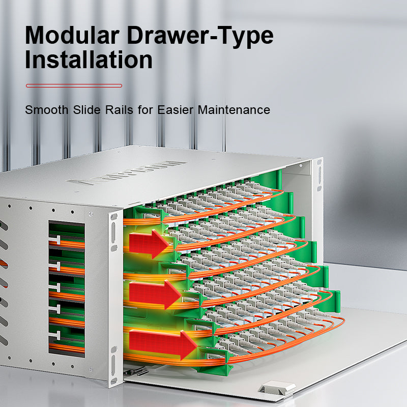 AMPCOM 96-Port Optical Distribution Frame (ODF), Multimode Fiber Patch Panel with SC Couplers & Pigtails