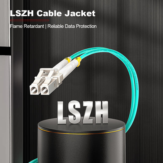 AMPCOM OM3 50/125μm LC to FC Multimode Duplex Fiber Optic Cord, LSZH 2.0mm Jacket