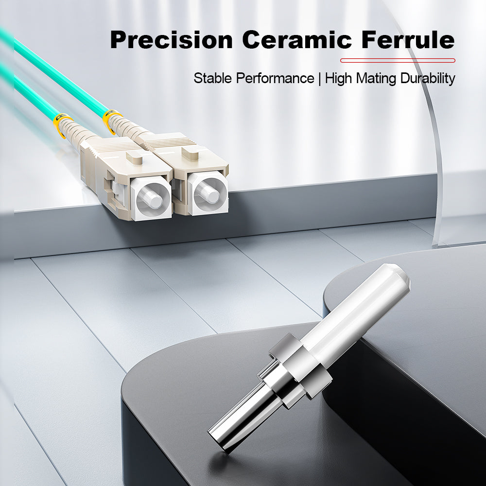 AMPCOM OM3 50/125μm LC to FC Multimode Duplex Fiber Optic Cord, LSZH 2.0mm Jacket