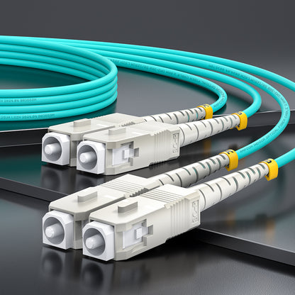 AMPCOM OM3 50/125μm SC to SC Multimode Duplex Fiber Optic Cord, LSZH 2.0mm Jacket