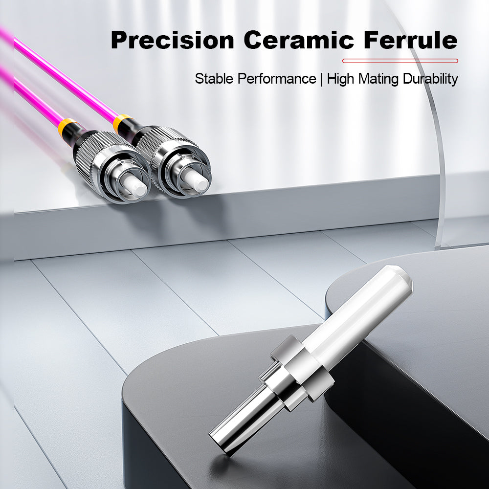 AMPCOM OM4 50/125μm FC to SC Multimode Duplex Fiber Patch Cable, LSZH 2.0mm Jacket
