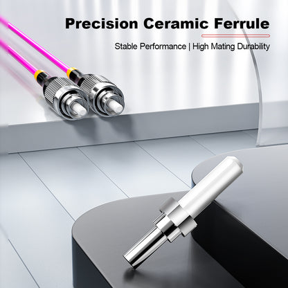 AMPCOM OM4 50/125μm FC to SC Multimode Duplex Fiber Patch Cable, LSZH 2.0mm Jacket