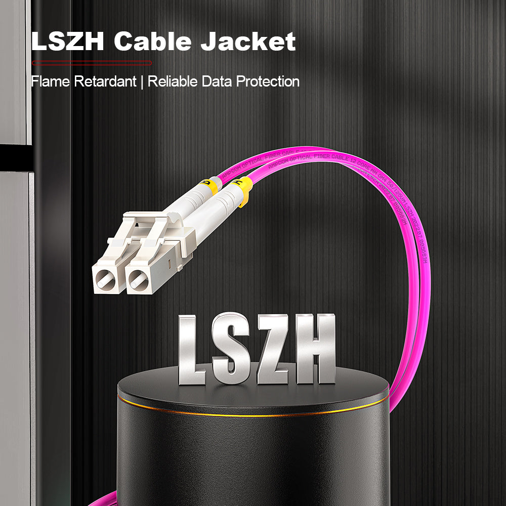 AMPCOM OM4 50/125μm LC to FC Multimode Duplex Fiber Patch Cable, LSZH 2.0mm Jacket