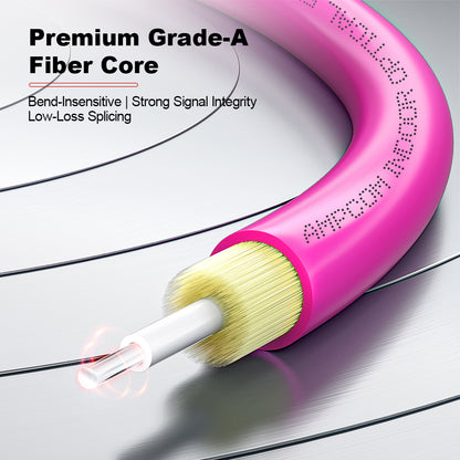 AMPCOM OM4 50/125μm LC to LC Multimode Duplex Fiber Patch Cable, LSZH 2.0mm Jacket