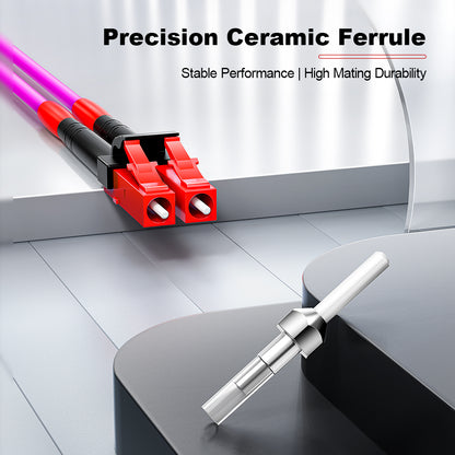 AMPCOM OM4 50/125μm LC to LC Multimode Duplex Fiber Patch Cable, LSZH 2.0mm Jacket