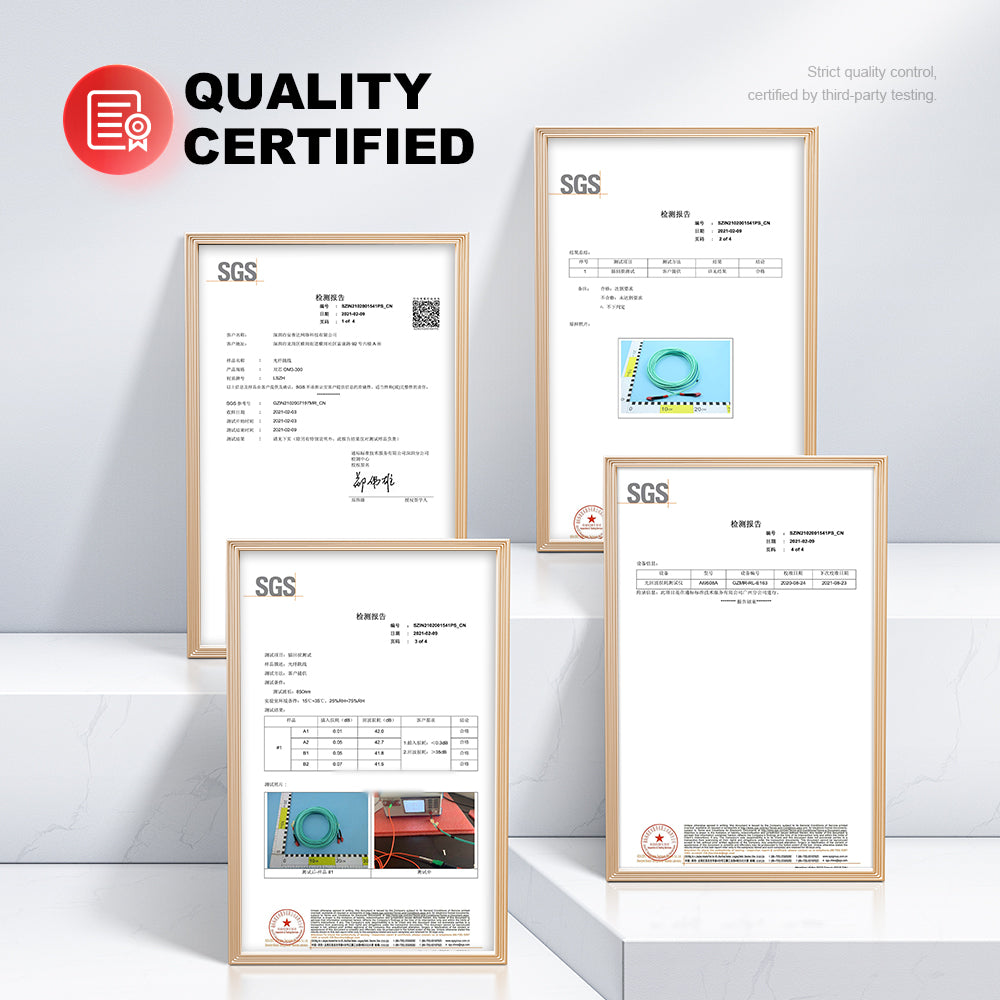 AMPCOM OM4 50/125μm LC to LC Multimode Duplex Fiber Patch Cable, LSZH 2.0mm Jacket