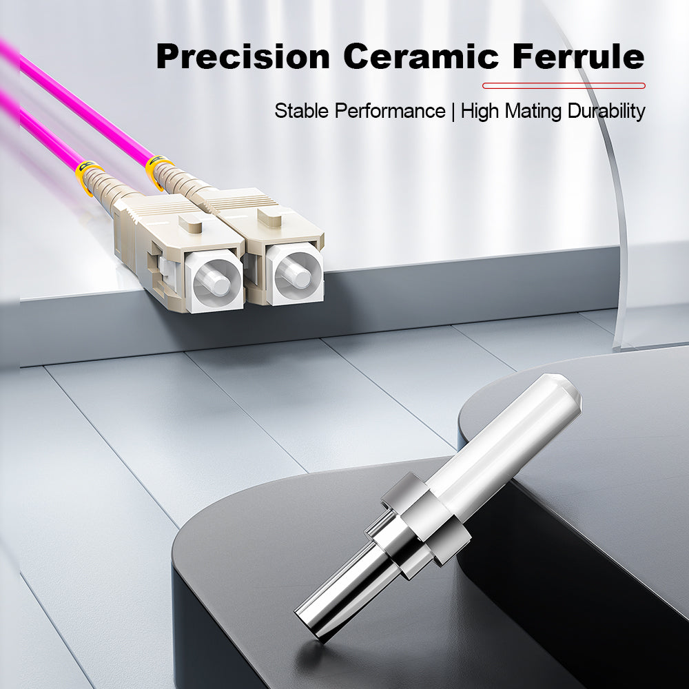 AMPCOM OM4 50/125μm LC to SC Multimode Duplex Fiber Patch Cable, LSZH 2.0mm Jacket
