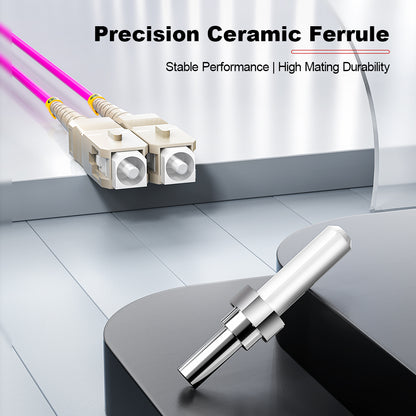 AMPCOM OM4 50/125μm LC to SC Multimode Duplex Fiber Patch Cable, LSZH 2.0mm Jacket