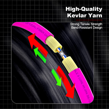 AMPCOM MPO-12 Harness, Multimode OM4 50/125µm 12 Fibers Optic Cable, MPO UPC (Female) to 12 x FC UPC, Magenta LSZH Jacket